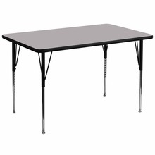 Flash Furniture XU-A3672-REC-GY-T-A-GG 36"W x 72"L Rectangular Activity Table with Gray Thermal Fused Laminate Top and Standard Height Adjustable Legs