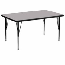Flash Furniture XU-A3672-REC-GY-T-P-GG 36&quot;W x 72&quot;L Rectangular Activity Table with Gray Thermal Fused Laminate Top and Height Adjustable Preschool Legs