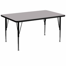Flash Furniture XU-A3672-REC-GY-T-P-GG 36"W x 72"L Rectangular Activity Table with Gray Thermal Fused Laminate Top and Height Adjustable Preschool Legs