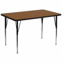 Flash Furniture XU-A3672-REC-OAK-H-A-GG 36&quot;W x 72&quot;L Rectangular Activity Table with 1.25&quot; Thick High Pressure Oak Laminate Top and Standard Height Adjustable Legs