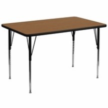 Flash Furniture XU-A3672-REC-OAK-T-A-GG 36&quot;W x 72&quot;L Rectangular Activity Table with Oak Thermal Fused Laminate Top and Standard Height Adjustable Legs