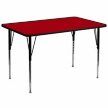 Flash Furniture XU-A3672-REC-RED-T-A-GG 36&quot;W x 72&quot;L Rectangular Activity Table with Red Thermal Fused Laminate Top and Standard Height Adjustable Legs