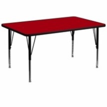Flash Furniture XU-A3672-REC-RED-T-P-GG 36&quot;W x 72&quot;L Rectangular Activity Table with Red Thermal Fused Laminate Top and Height Adjustable Preschool Legs