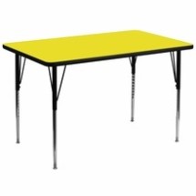 Flash Furniture XU-A3672-REC-YEL-H-A-GG 36&quot;W x 72&quot;L Rectangular Activity Table with 1.25&quot; Thick High Pressure Yellow Laminate Top and Standard Height Adjustable Legs