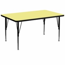 Flash Furniture XU-A3672-REC-YEL-T-P-GG 36"W x 72"L Rectangular Activity Table with Yellow Thermal Fused Laminate Top and Height Adjustable Preschool Legs