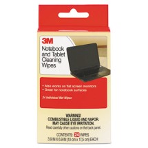 3M Notebook Screen Cleaning Cloth Wet Wipes, 7&quot; x 4&quot;, 24/Pack