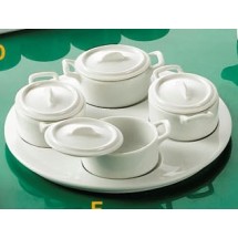 CAC China PT-B5 Gourmet Collection Tray and (4) 3 oz. Oval Jars Set 9-1/2&quot;