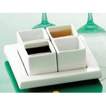 CAC China DT-SQ5 Gourmet Collection 4 Square Bowls with Square Tray Set 5-3/4&quot;