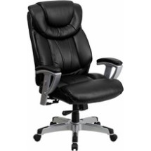 Flash Furniture GO-1534-BK-LEA-GG 400 Lb. Capacity Big and Tall Black Leather Office Chair with Arms