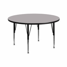 Flash Furniture XU-A42-RND-GY-T-P-GG 42" Round Activity Table with Gray Thermal Fused Laminate Top and Height Adjustable Preschool Legs