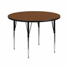 Flash Furniture XU-A42-RND-OAK-H-A-GG 42" Round Activity Table with 1.25" Thick High Pressure Oak Laminate Top and Standard Height Adjustable Legs