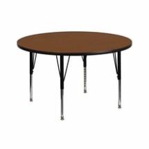 Flash Furniture XU-A42-RND-OAK-H-P-GG 42&quot; Round Activity Table with 1.25&quot; Thick High Pressure Oak Laminate Top and Height Adjustable Preschool Legs