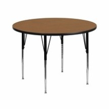 Flash Furniture XU-A42-RND-OAK-T-A-GG 42&quot; Round Activity Table with Oak Thermal Fused Laminate Top and Standard Height Adjustable Legs