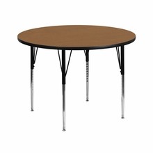 Flash Furniture XU-A42-RND-OAK-T-A-GG 42" Round Activity Table with Oak Thermal Fused Laminate Top and Standard Height Adjustable Legs