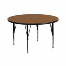 Flash Furniture XU-A42-RND-OAK-T-P-GG 42&quot; Round Activity Table with Oak Thermal Fused Laminate Top and Height Adjustable Preschool Legs