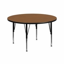 Flash Furniture XU-A42-RND-OAK-T-P-GG 42" Round Activity Table with Oak Thermal Fused Laminate Top and Height Adjustable Preschool Legs