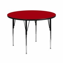 Flash Furniture XU-A42-RND-RED-T-A-GG 42" Round Activity Table with Red Thermal Fused Laminate Top and Standard Height Adjustable Legs