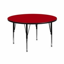 Flash Furniture XU-A42-RND-RED-T-P-GG 42" Round Activity Table with Red Thermal Fused Laminate Top and Height Adjustable Preschool Legs