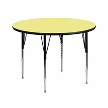 Flash Furniture XU-A42-RND-YEL-T-A-GG 42" Round Activity Table with Yellow Thermal Fused Laminate Top and Standard Height Adjustable Legs