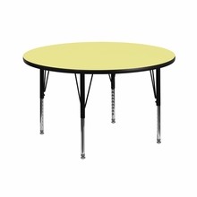 Flash Furniture XU-A42-RND-YEL-T-P-GG 42" Round Activity Table with Yellow Thermal Fused Laminate Top and Height Adjustable Preschool Legs