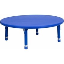Flash Furniture YU-YCX-005-2-ROUND-TBL-BLUE-GG 45&quot; Round Height Adjustable Blue Plastic Activity Table