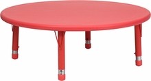 Flash Furniture YU-YCX-005-2-ROUND-TBL-RED-GG 45" Round Height Adjustable Red Plastic Activity Table