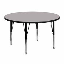 Flash Furniture XU-A48-RND-GY-T-P-GG 48" Round Activity Table with Gray Thermal Fused Laminate Top and Height Adjustable Preschool Legs