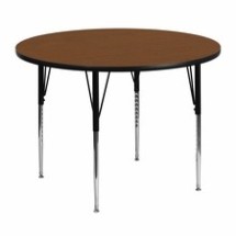 Flash Furniture XU-A48-RND-OAK-H-A-GG 48&quot; Round Activity Table with 1.25&quot; Thick High Pressure Oak Laminate Top and Standard Height Adjustable Legs