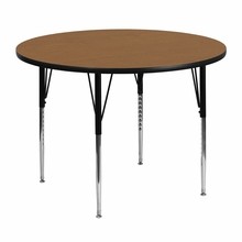 Flash Furniture XU-A48-RND-OAK-T-A-GG 48" Round Activity Table with Oak Thermal Fused Laminate Top and Standard Height Adjustable Legs