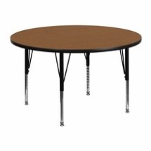 Flash Furniture XU-A48-RND-OAK-T-P-GG 48&quot; Round Activity Table with Oak Thermal Fused Laminate Top and Height Adjustable Preschool Legs