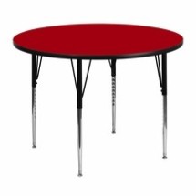 Flash Furniture XU-A48-RND-RED-T-A-GG 48&quot; Round Activity Table with Red Thermal Fused Laminate Top and Standard Height Adjustable Legs