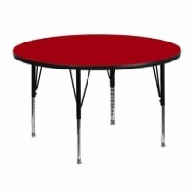 Flash Furniture XU-A48-RND-RED-T-P-GG 48&quot; Round Activity Table with Red Thermal Fused Laminate Top and Height Adjustable Preschool Legs