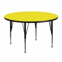 Flash Furniture XU-A48-RND-YEL-H-P-GG 48&quot; Round Activity Table with 1.25&quot; Thick High Pressure Yellow Laminate Top and Height Adjustable Preschool Legs