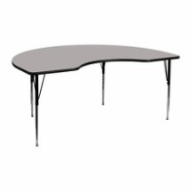 Flash Furniture XU-A4872-KIDNY-GY-H-A-GG 48&quot;W x 72&quot;L Kidney Shaped Activity Table with 1.25&quot; Thick High Pressure Gray Laminate Top and Standard Height Adjustable Legs