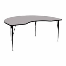 Flash Furniture XU-A4872-KIDNY-GY-T-A-GG 48&quot;W x 72&quot;L Kidney Shaped Activity Table with Gray Thermal Fused Laminate Top and Standard Height Adjustable Legs