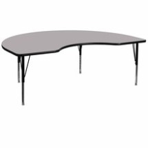 Flash Furniture XU-A4872-KIDNY-GY-T-P-GG 48&quot;W x 72&quot;L Kidney Shaped Activity Table with Gray Thermal Fused Laminate Top and Height Adjustable Preschool Legs