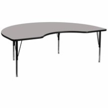Flash Furniture XU-A4896-KIDNY-GY-H-P-GG 48&quot;W x 96&quot;L Kidney Shaped Activity Table with 1.25&quot; Thick High Pressure Gray Laminate Top and Height Adjustable Preschool Legs