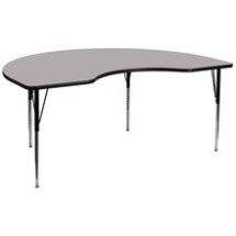 Flash Furniture XU-A4896-KIDNY-GY-T-A-GG 48&quot;W x 96&quot;L Kidney Shaped Activity Table with Gray Thermal Fused Laminate Top and Standard Height Adjustable Legs