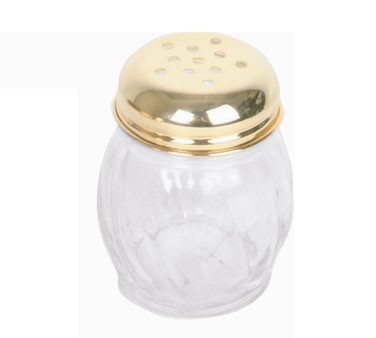 Thunder Group GLTWCS206P Gold Perforated Swirl 6 oz. Cheese Shaker