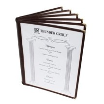 Thunder Group PLMENU-6BR 6-Page Book Fold Brown Menu Holder 8-1/2&quot; x 11&quot;