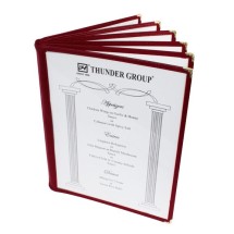 Thunder Group PLMENU-6MA 6-Page Book Fold Maroon Menu Holder, 8-1/2&quot; x 11&quot;