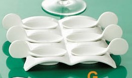 CAC China PT-SQ8 Party Collection Tasting Spoons and Square Tray Set