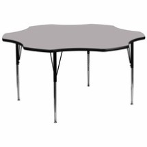 Flash Furniture XU-A60-FLR-GY-T-A-GG 60" Flower Shaped Activity Table with Gray Thermal Fused Laminate Top and Standard Height Adjustable Legs