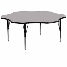 Flash Furniture XU-A60-FLR-GY-T-P-GG 60" Flower Shaped Activity Table with Gray Thermal Fused Laminate Top and Height Adjustable Preschool Legs