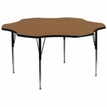 Flash Furniture XU-A60-FLR-OAK-T-A-GG 60&quot; Flower Shaped Activity Table with Oak Thermal Fused Laminate Top and Standard Height Adjustable Legs