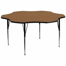 Flash Furniture XU-A60-FLR-OAK-T-A-GG 60" Flower Shaped Activity Table with Oak Thermal Fused Laminate Top and Standard Height Adjustable Legs