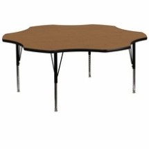 Flash Furniture XU-A60-FLR-OAK-T-P-GG 60" Flower Shaped Activity Table with Oak Thermal Fused Laminate Top and Height Adjustable Preschool Legs