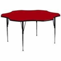Flash Furniture XU-A60-FLR-RED-T-A-GG 60&quot; Flower Shaped Activity Table with Red Thermal Fused Laminate Top and Standard Height Adjustable Legs