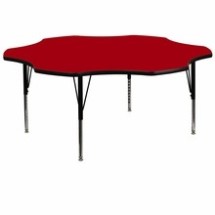 Flash Furniture XU-A60-FLR-RED-T-P-GG 60&quot; Flower Shaped Activity Table with Red Thermal Fused Laminate Top and Height Adjustable Preschool Legs
