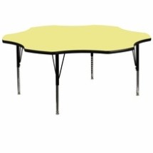 Flash Furniture XU-A60-FLR-YEL-T-P-GG 60&quot; Flower Shaped Activity Table with Yellow Thermal Fused Laminate Top and Height Adjustable Preschool Legs